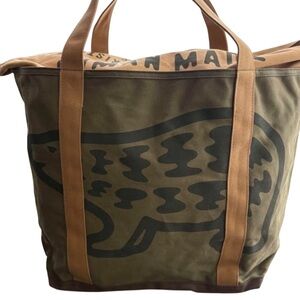 Human Made Green and Brown Tote Bag